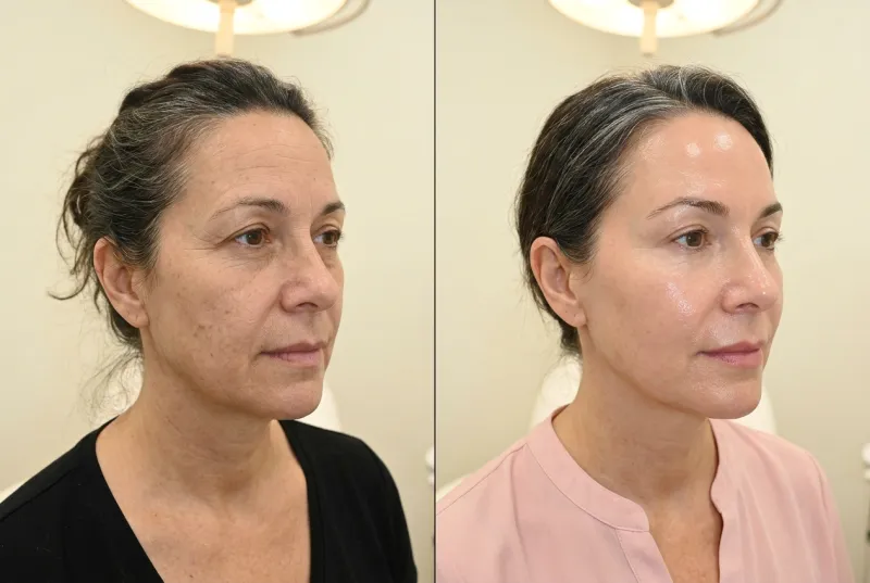 Dehydrated, Ageing Skin — Female, 50s - Before and After