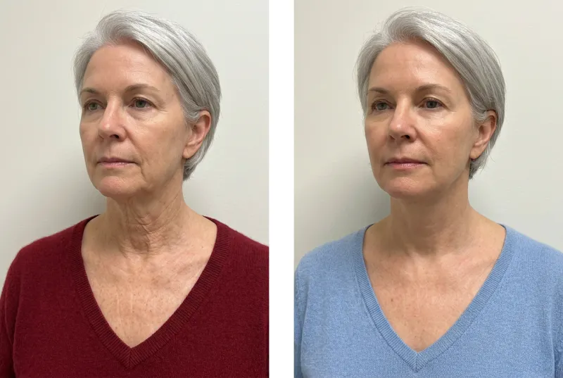 Crepey Neck & Decolletage — Female, 60s - Before and After